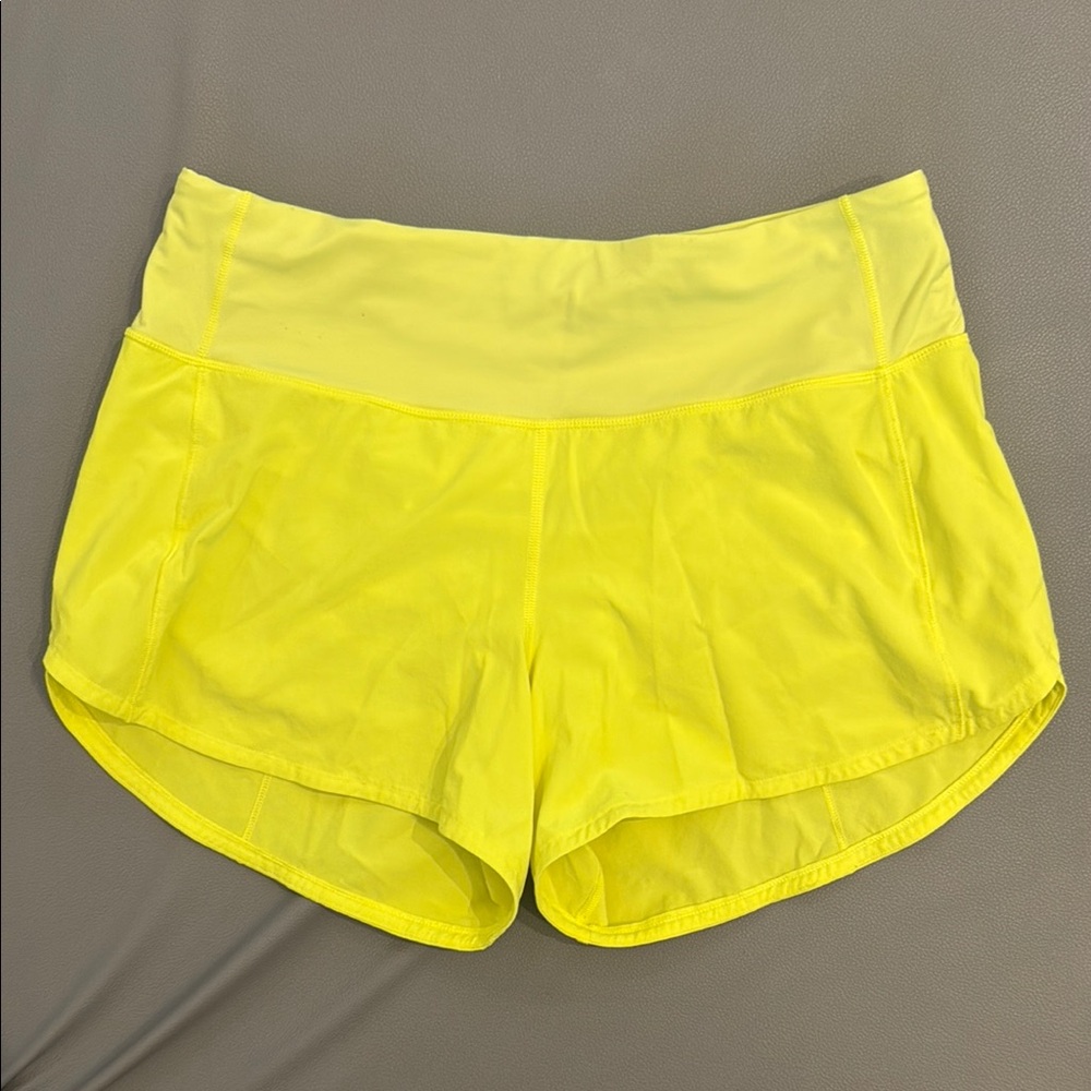 Lululemon bright yellow lined shorts
